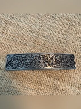 Danforth Pewter Wild Rose Large Barrette Silver Tone